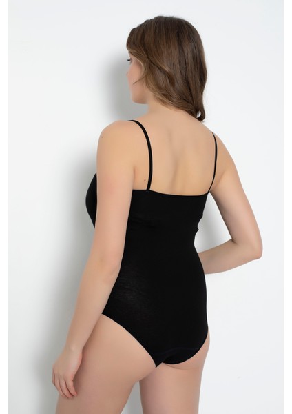 2 Adet Penye Likralı Süprem Siyah Renk Ip Askı Kancalı Badi - Bodysuits- 590 fırsatları