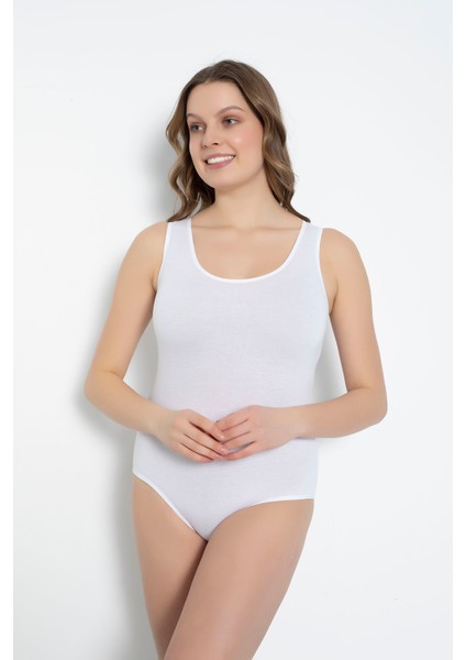 2 Adet Penye Likralı Süprem Beyaz Renk Geniş Askı Kancalı Badi - BODYSUITS-595 fiyatları