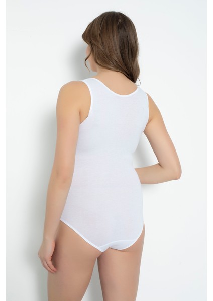 2 Adet Penye Likralı Süprem Beyaz Renk Geniş Askı Kancalı Badi - BODYSUITS-595 modelleri