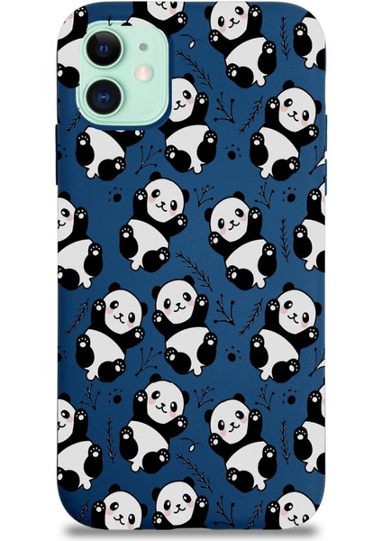 Apple iPhone 11 ile Uyumlu Lansman Kılıf Panda Tasarımlı Içi Kadife Kaplı Kapak