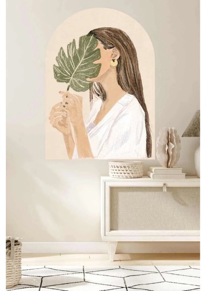Bohem Kadın ve Yaprak Arch Duvar Sticker fiyatları