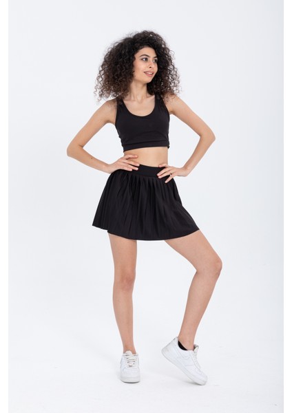 EKE TEKSTİL Spor ve Günlük Kullanım Siyah Renk Plaj Şort Etek Havuz Deniz Mayo Yazlık Dans Şort Etek