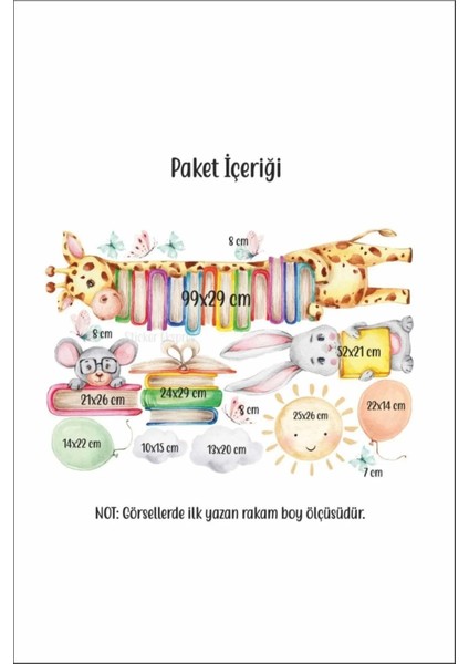 Kitapsever Hayvanlar Çocuk Odası Duvar Stickerseti