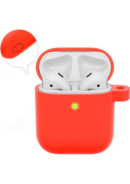 Airpods 1. ve 2. Nesil Uyumlu Koruyucu Silikon Kılıf - Silikon Koruma Kılıfı - Kırmızı