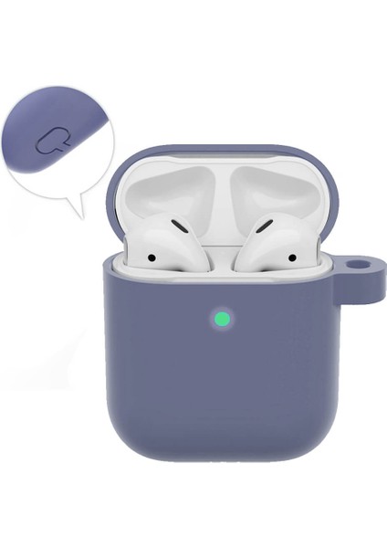 Airpods 1. ve 2. Nesil Uyumlu Koruyucu Silikon Kılıf - Silikon Koruma Kılıfı - Lila