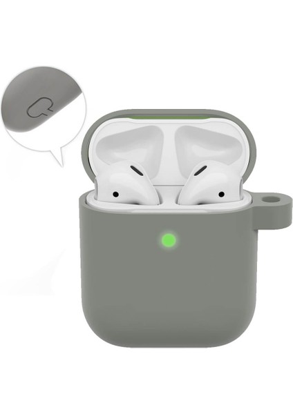 Airpods 1. ve 2. Nesil Uyumlu Koruyucu Silikon Kılıf - Silikon Koruma Kılıfı - Gri