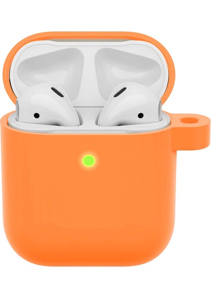 Airpods 1. ve 2. Nesil Uyumlu Koruyucu Silikon Kılıf - Silikon Koruma Kılıfı - Turuncu