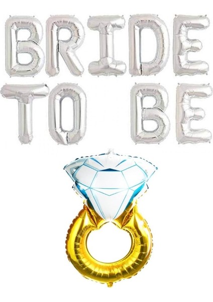 Bride To Be Gümüş Yazı ve Yüzük Seti 40 cm