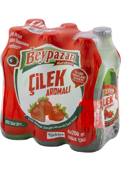 Doğal Maden Suyu Çilek Aromalı 200 ml x 6 Adet