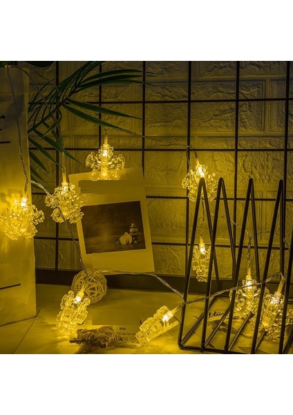 Snow Flake Photo Clip String LED Warm Light Gün Işığı Pilli Kar Tanesi Mandal LED Işık 2 Metre LED modelleri