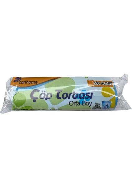 Mavi Orta Boy 55 x 60 cm 30 Litre Çöp Torbası Poşeti 20 Adetlik 5 Rulo