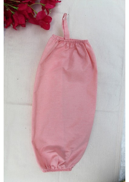 Pembe Çift Lastikli Keten Poşetlik - Mutfak Düzenleyici