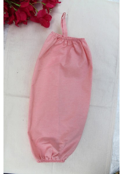 Pembe Çift Lastikli Keten Poşetlik - Mutfak Düzenleyici