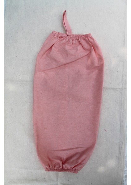 Pembe Çift Lastikli Keten Poşetlik - Mutfak Düzenleyici
