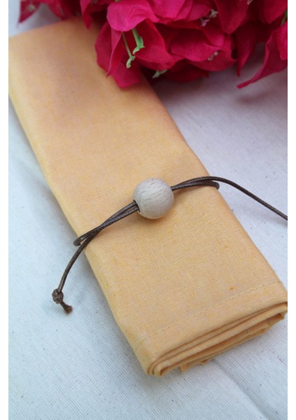 6 Adet Deri Masif Yüzüklü Hardal Sarısı Servis Sunum Peçetesi