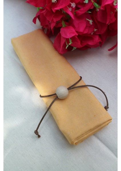 6 Adet Deri Masif Yüzüklü Hardal Sarısı Servis Sunum Peçetesi fiyatları