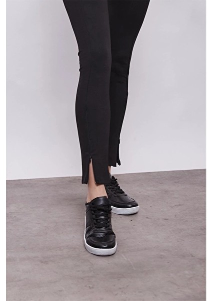 Kadın- Paçası Fermuarlı Yüksek Bel Tayt-Siyah fiyatları