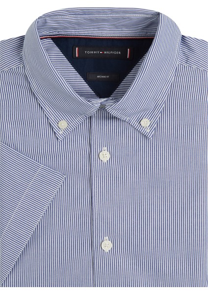 Regular Fit Düğmeli Yaka Mavi Erkek Gömlek MW0MW314410A4 modelleri