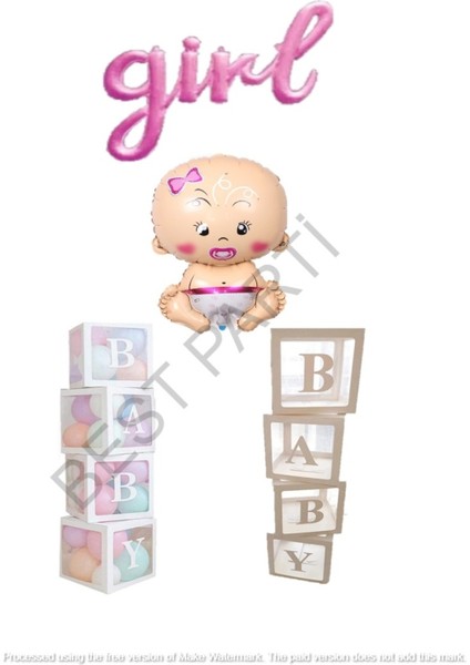 Beyaz Baby Yazılı Şeffaf Balon Kutusu Bebek Folyo Balon ve Balon Seti fiyatları