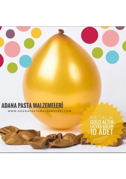 Balon Metalik Gold (10 Adet)