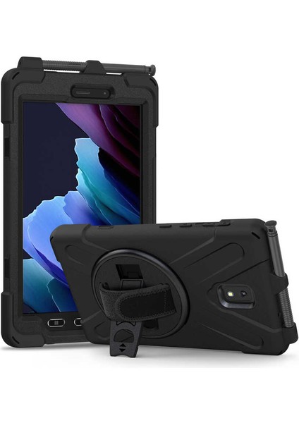 Samsung Galaxy Tab Active 3 T570 T575 T577 Kılıf Askılı Standlı Tank Koruyucu Dönen (Defender)