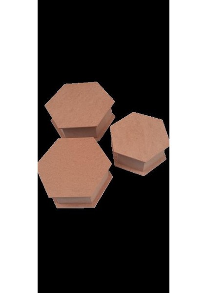 Hobi Dekoratif 3lü Takı Seti Model Ahşap Mdf Altıgen El Yapımı