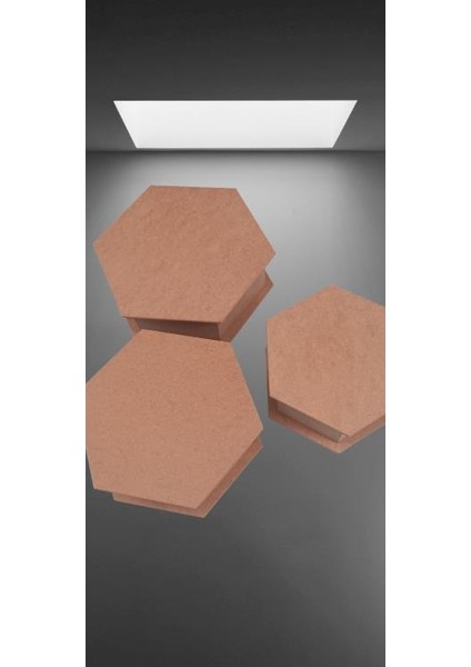 Hobi Dekoratif 3lü Takı Seti Model Ahşap Mdf Altıgen El Yapımı
