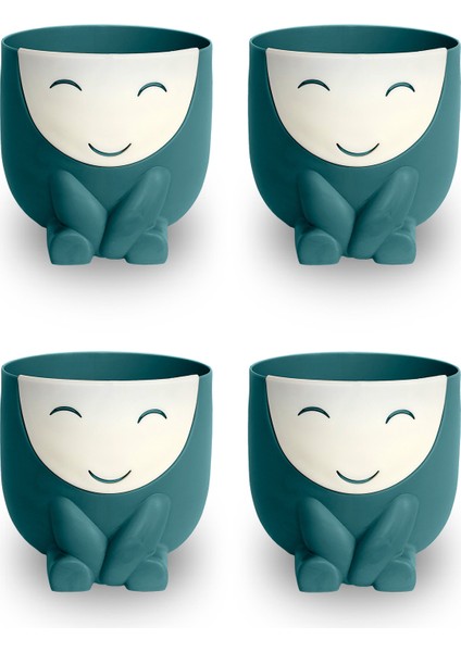 4 Adet Sevimli Gülen Yüz Saksı Seti 0,8 Litre Yeşil 11CM Kalemlik Kaşıklık Plastik Sukulent Saksısı fiyatları