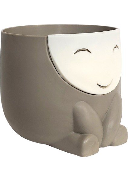 4 Adet Sevimli Gülen Yüz Saksı Seti 0,8 Litre Yeşil 11CM Kalemlik Kaşıklık Plastik Sukulent Saksısı modelleri