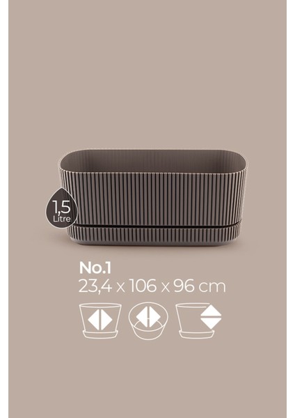 Pera Uzun Saksı No1 1,5 Litre Krater Kahve 23CM Plastik Kaktüs Sukulent Çiçek Balkon Saksısı fiyatları