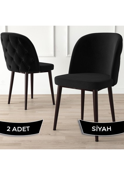 Concept Kage Serisi 2 Adet Mutfak Sandalyesi Kapitoneli Kahve Metal Ayak 1. Sınıf Babyface Kumaş