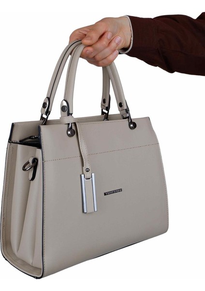 M824 Bej Suni Deri Bayan Çapraz El ve Omuz Çantası