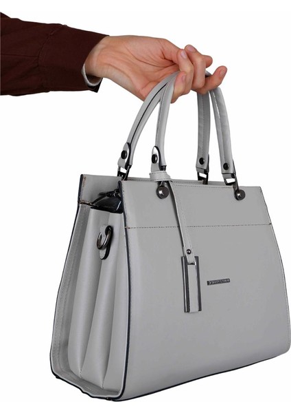 M824 Açık Gri Suni Deri Bayan Çapraz El ve Omuz Çantası