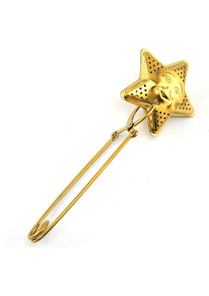 Yıldız Tasarımlı Gold Paslanmaz Çelik Çay Süzgeci