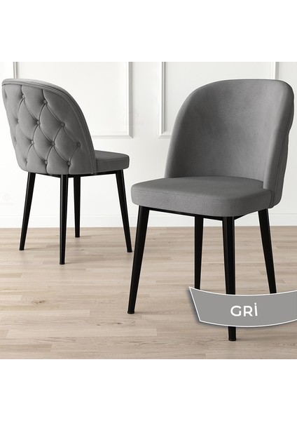 Concept Kage Serisi 4 Adet Mutfak Sandalyesi Kapitoneli Siyah Metal Ayak 1. Sınıf Babyface Kumaş fiyatları