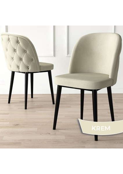 Concept Kage Serisi 4 Adet Mutfak Sandalyesi Kapitoneli Siyah Metal Ayak 1. Sınıf Babyface Kumaş fiyatları