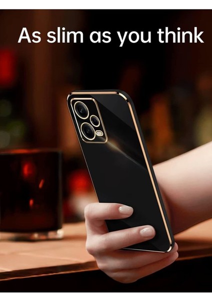 Xiaomi Poco X5 5g Uyumlu Kılıf Kamera Lens Korumalı Parlak Gold Altın Kenarlı Yumuşak Silikon Kapak