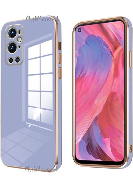 One Plus 9 Pro Uyumlu Kılıf Kamera Lens Korumalı Parlak Gold Altın Kenarlı Yumuşak Silikon Kapak