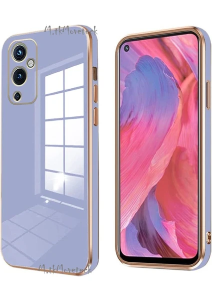 MTK Moveteck One Plus 9 Uyumlu Kılıf Kamera Lens Korumalı Parlak Gold Altın Kenarlı Yumuşak Silikon Kapak