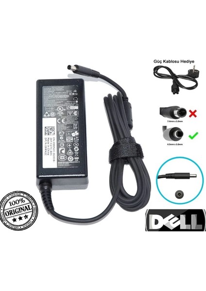 Dell 0mgjn9 Orijinal Laptop Şarj Aleti 19.5V 3.34A 65W 4.5mm*3.0mm