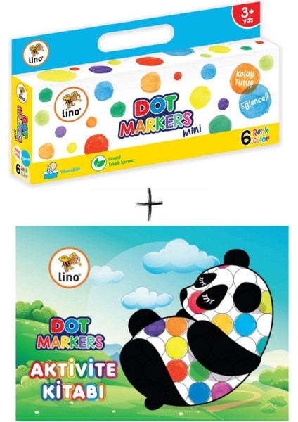 Mini Dot Markers 6 Renk Yıkanabilir +Aktivite Boyama Kitabı Seti