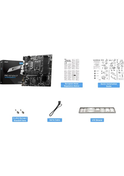 PRO B760M-P SOKET 1700 DDR5 6800(OC) PCI-E ,M.2 USB3.2 HDMI,DP,VGA 1x 1G LAN mATX Anakart