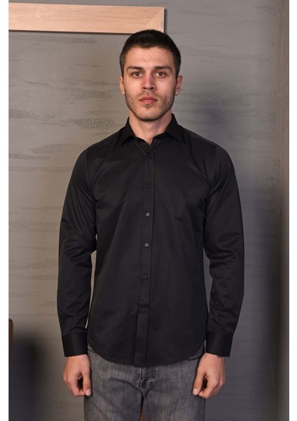 Erkek Giyim Gömlek 12672-3 Siyah