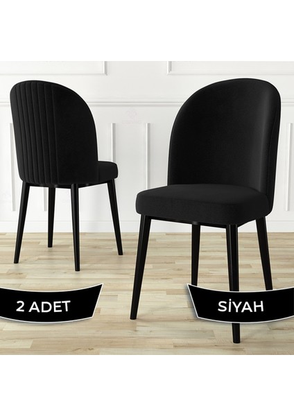 Aste Serisi 2 Adet Mutfak Sandalyesi Metal Siyah Iskeletli 1. Sınıf Babyface Kumaş