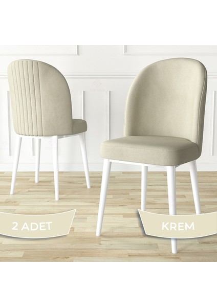 Aste Serisi 2 Adet Mutfak Sandalyesi Metal Beyaz Iskeletli 1. Sınıf Babyface Kumaş