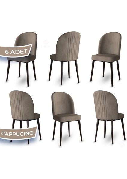 Aste Serisi 6 Adet Mutfak Sandalyesi Metal Kahve Iskeletli 1. Sınıf Babyface Kumaş fiyatları