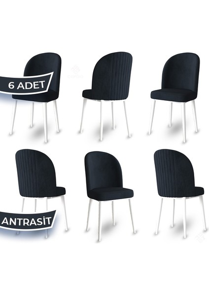 Aste Serisi 6 Adet Mutfak Sandalyesi Metal Beyaz Iskeletli 1. Sınıf Babyface Kumaş