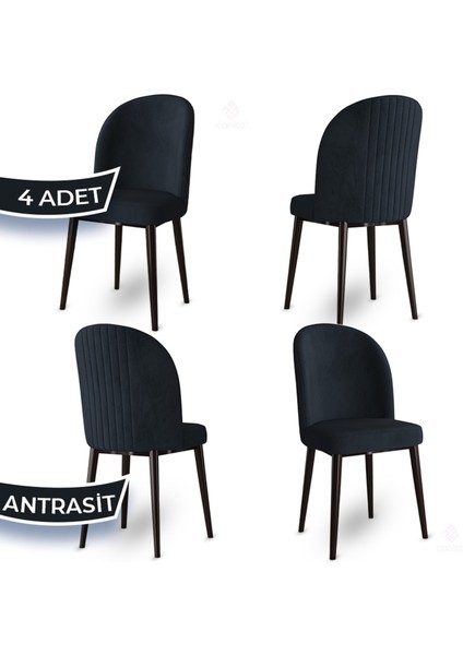 Aste Serisi 4 Adet Mutfak Sandalyesi Metal Kahve Iskeletli 1. Sınıf Babyface Kumaş