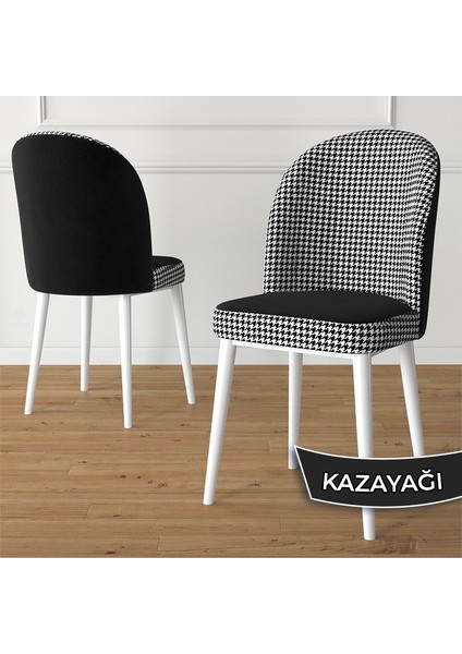 Kaze Serisi 4 Adet Kazayağı Desen Mutfak Sandalyesi Metal Iskeletli 1. Sınıf Babyface Kumaş