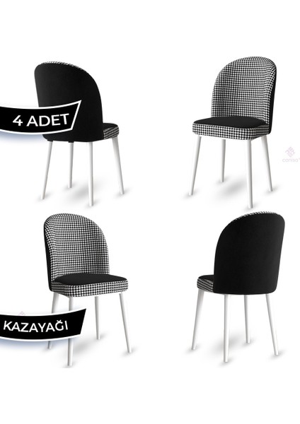 Kaze Serisi 4 Adet Kazayağı Desen Mutfak Sandalyesi Metal Iskeletli 1. Sınıf Babyface Kumaş